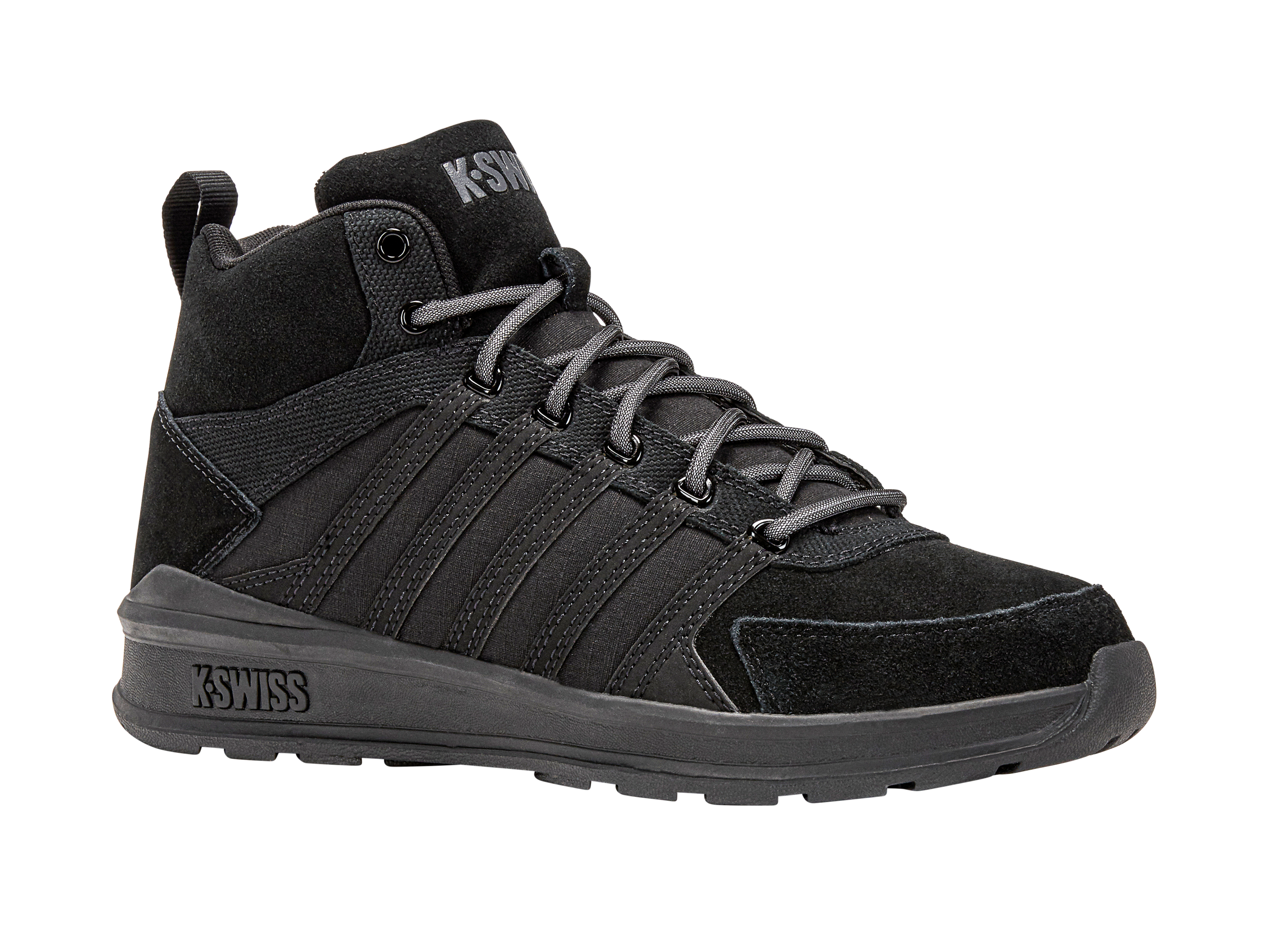 Sneakerboots K-SWISS "VISTA TRAINER MID WNT", Damen, Gr. 40, schwarz, schwarz, schwarz, Leder, Textil, Schuhe Sneakerboots, Winterschuhe, Schnürboots, Sneaker