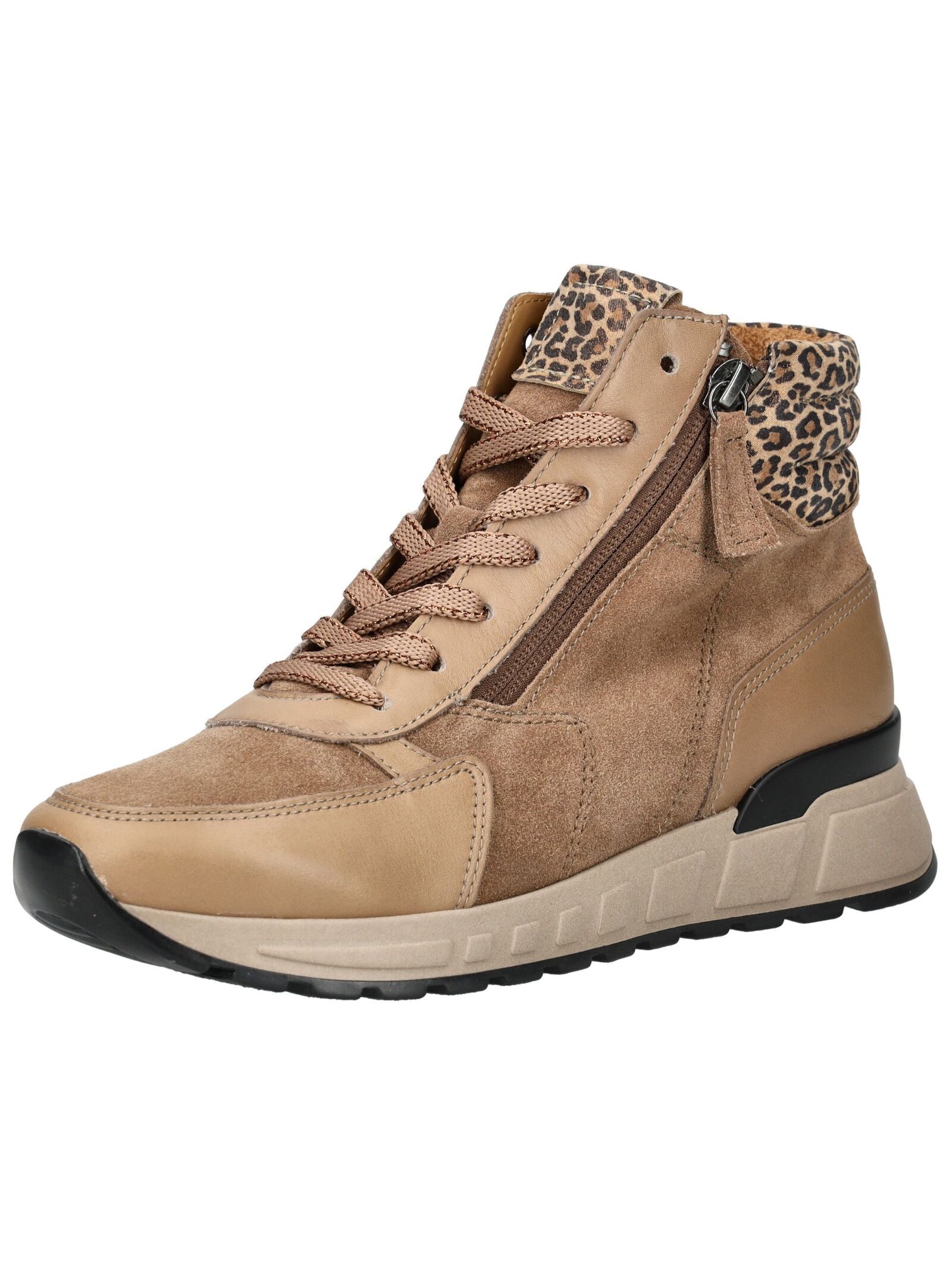 Schnürstiefelette GABOR COMFORT "Gabor Comfort Stiefelette Leder", Damen, Gr. 39, braun, beige, Leder, Schuhe Schnürstiefelette