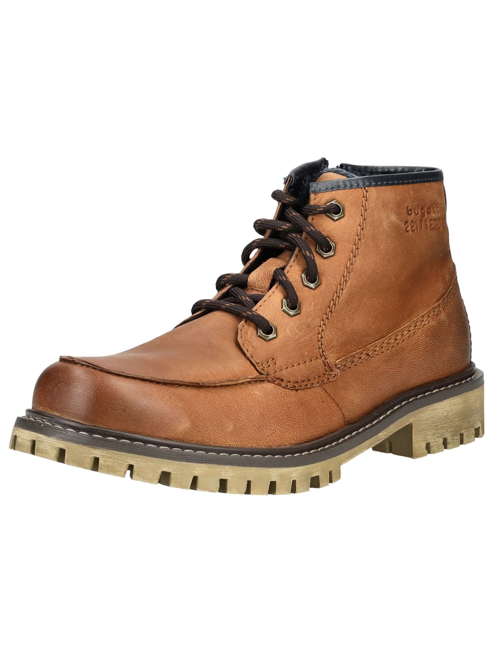 Schnürstiefelette BUGATTI "bugatti Stiefelette Leder", Damen, Gr. 42, cognac, Leder, Schuhe Schnürstiefelette