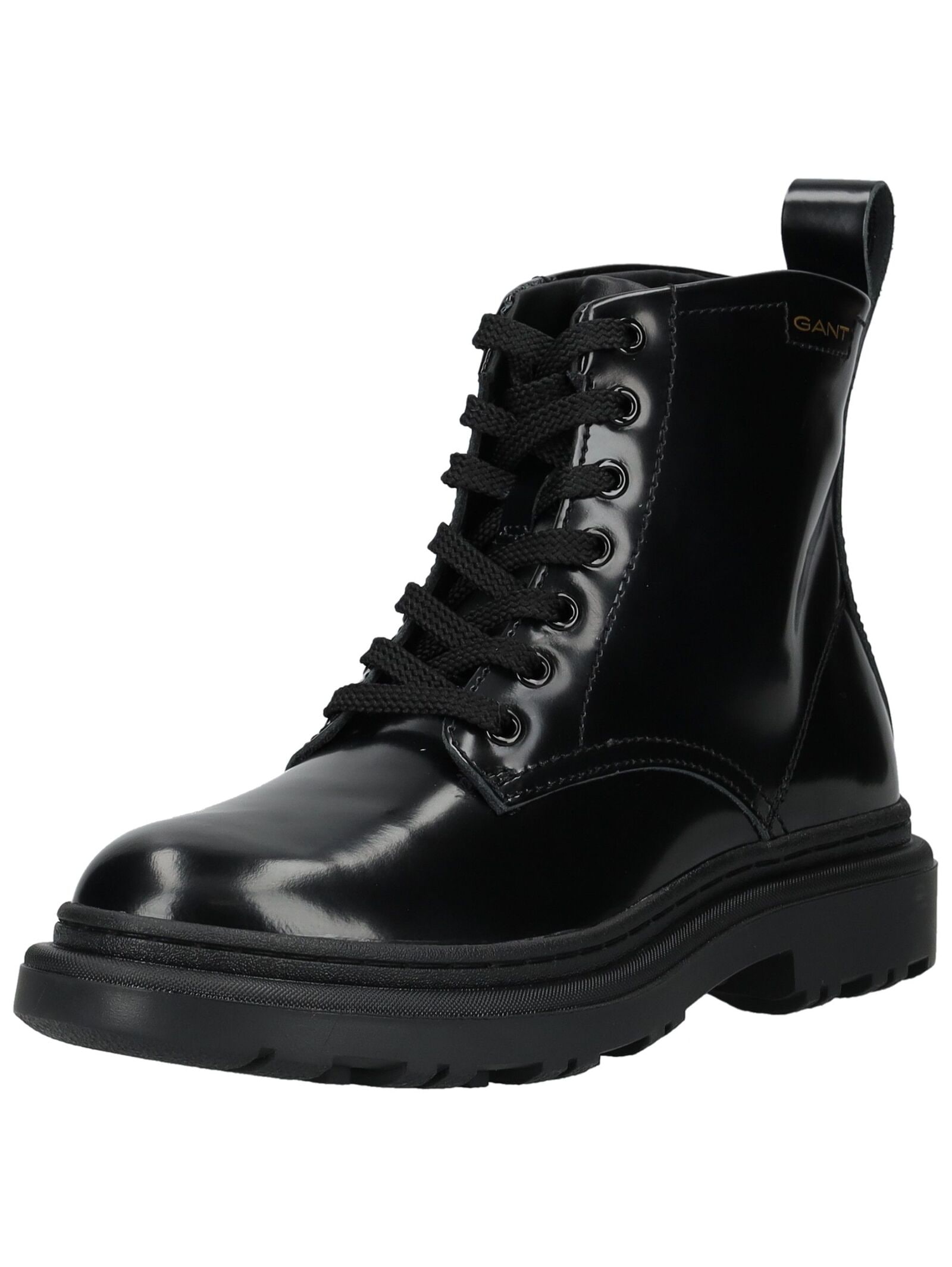 Schnürstiefelette GANT "Gant Stiefelette Lederimitat", Damen, Gr. 40, schwarz, Lederimitat, Schuhe Schnürstiefelette