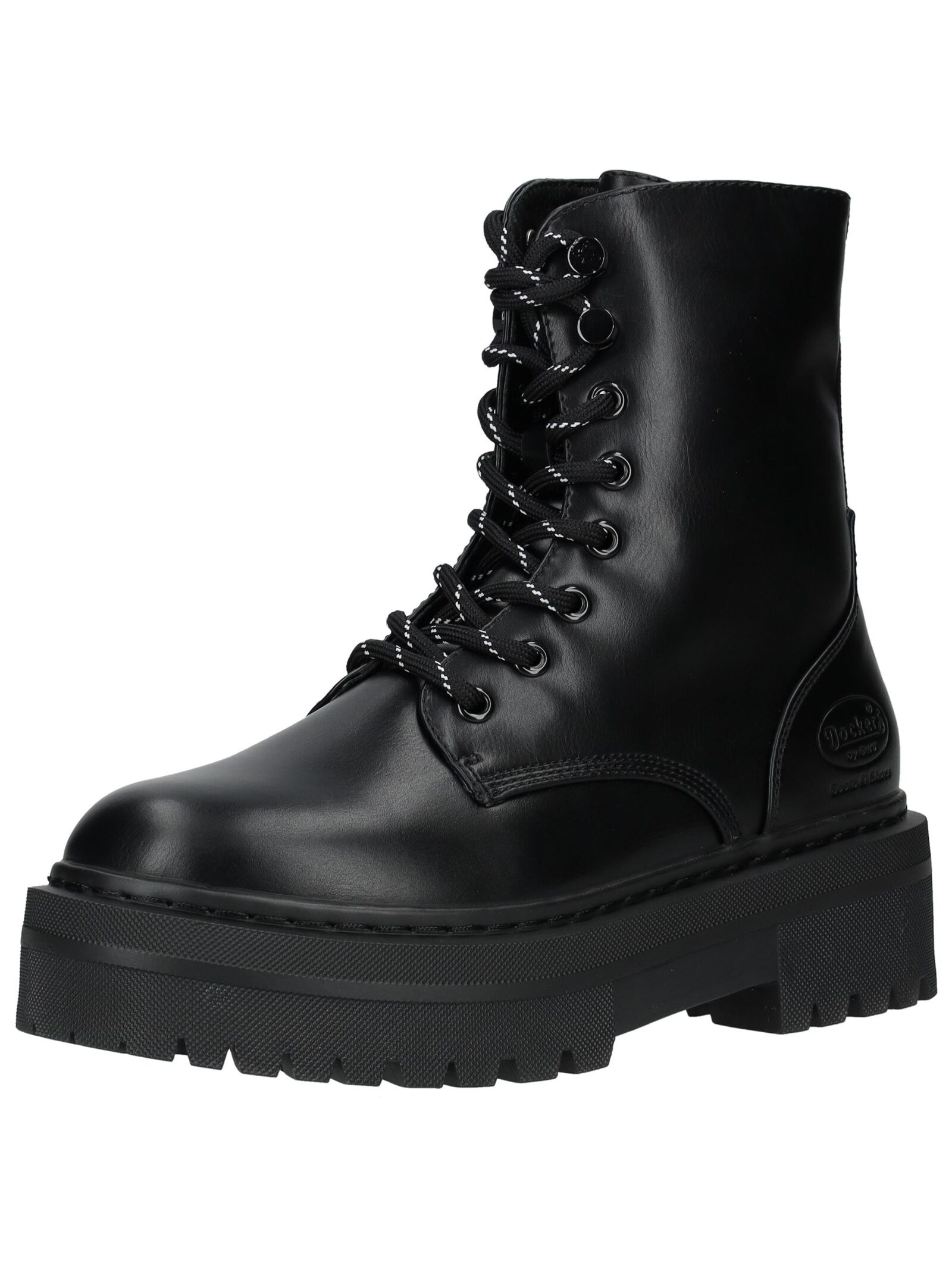 Schnürstiefelette DOCKERS BY GERLI "Dockers by Gerli Stiefelette Lederimitat", Damen, Gr. 39, schwarz, Lederimitat, Schuhe Schnürstiefelette