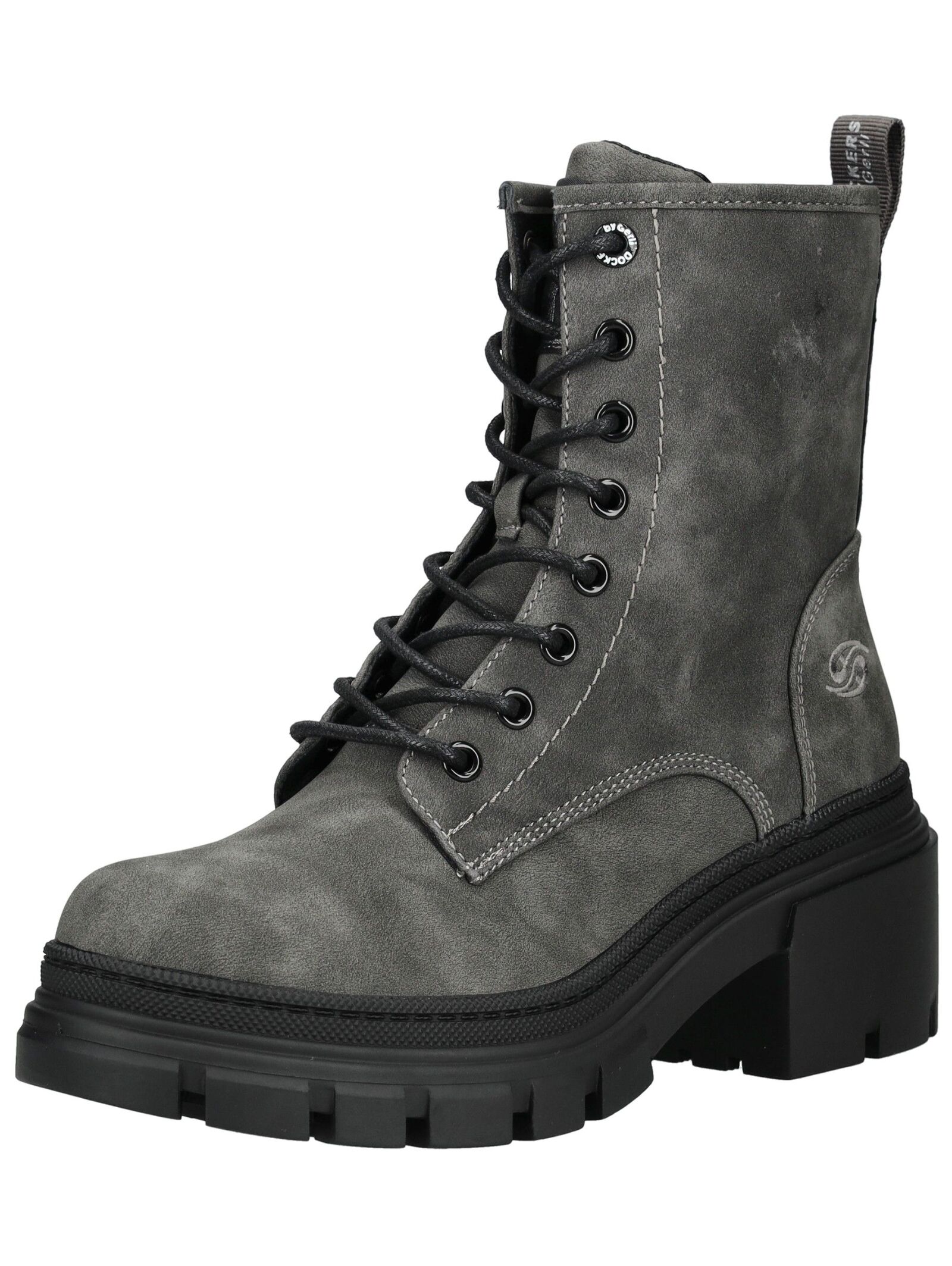Schnürstiefelette DOCKERS BY GERLI "Dockers by Gerli Stiefelette Lederimitat", Damen, Gr. 38, dunkelgrau, Lederimitat, Schuhe Schnürstiefelette