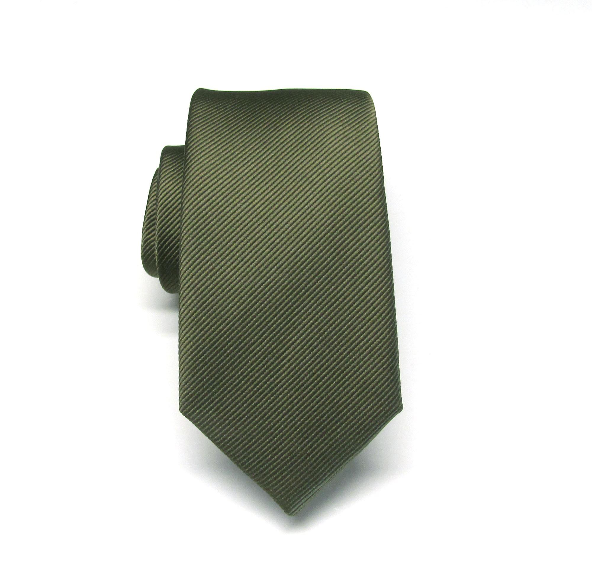 Krawatte Dunkel Olivgrün Streifen Enge Krawatte Mit Passenden Einstecktuch Option