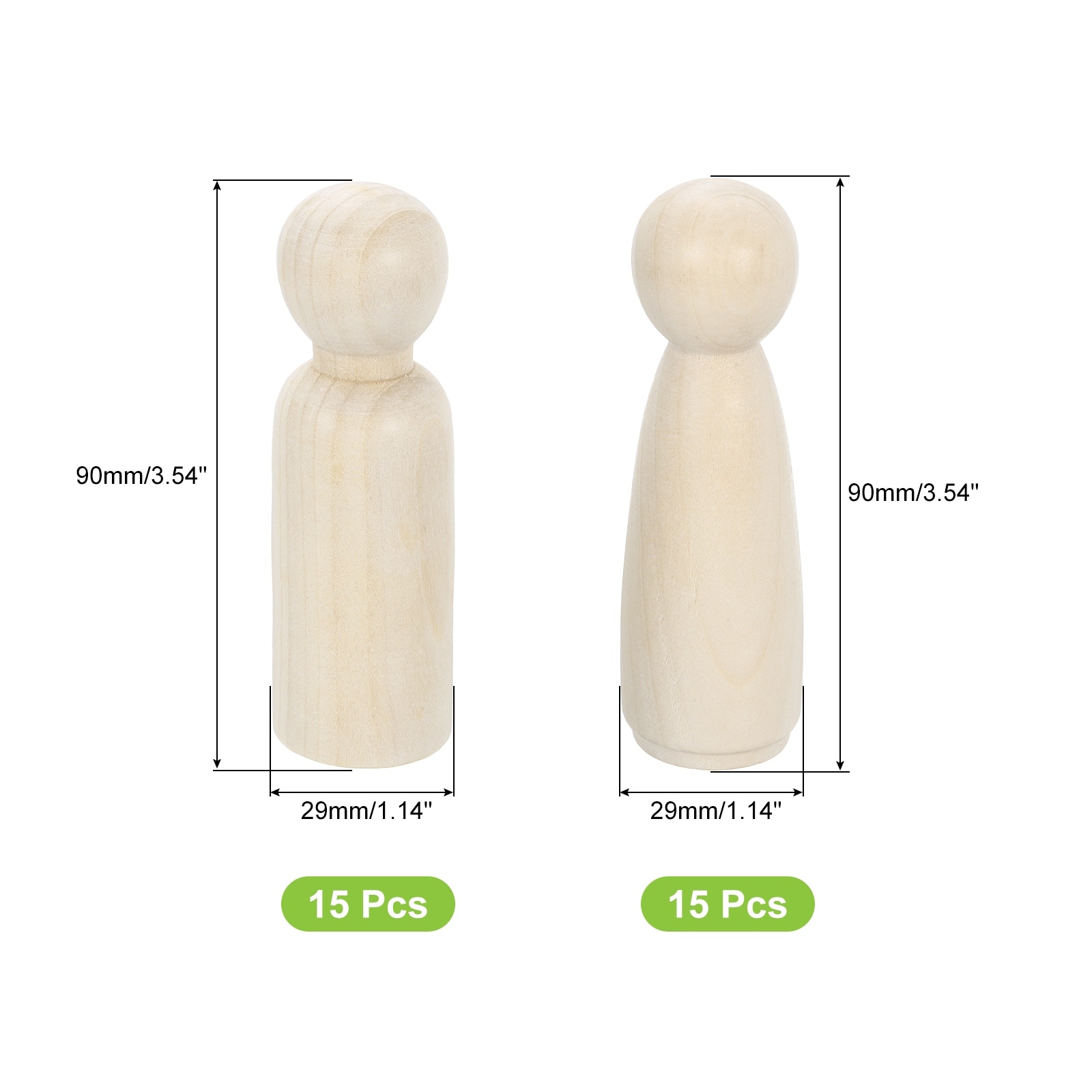 Wood Peg Dolls Unfinished Natural Wooden Figures