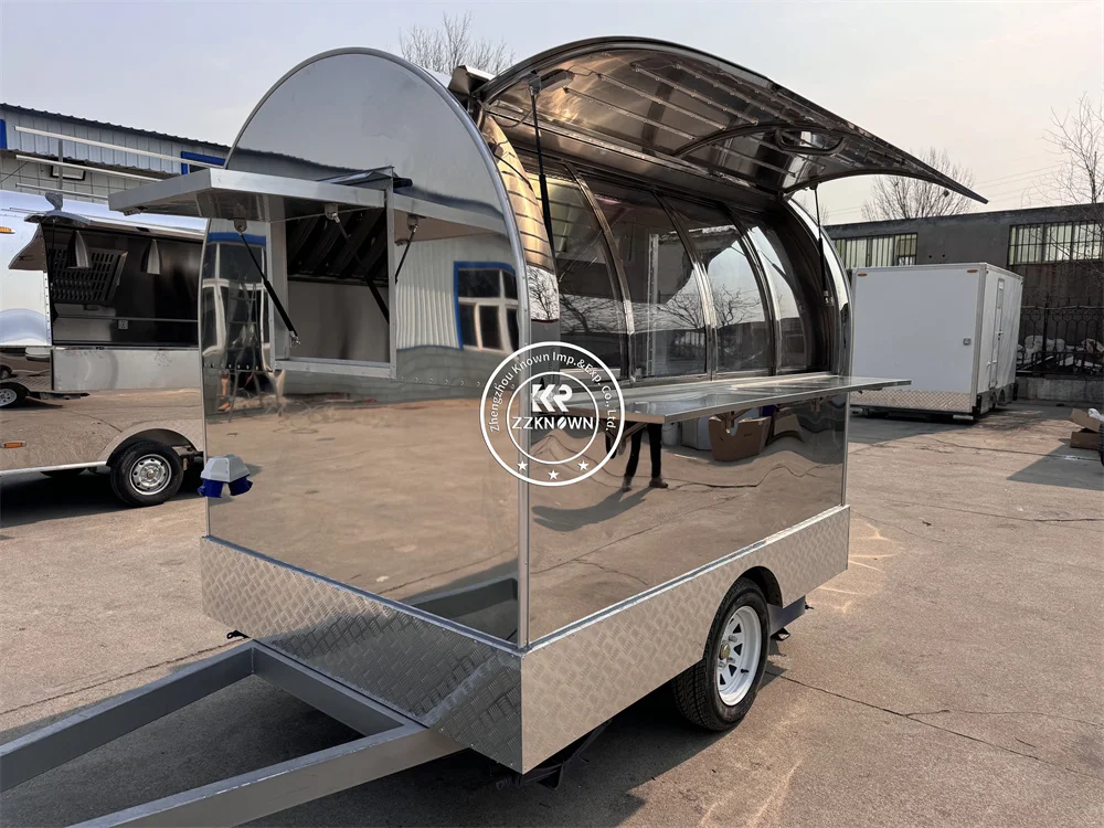 Remorque de nourriture Mobile pour Pizza et Hot Dog en acier inoxydable, chariot de nourriture Mobile pour collation de rue, camion de nourriture pour crème glacée à vendre