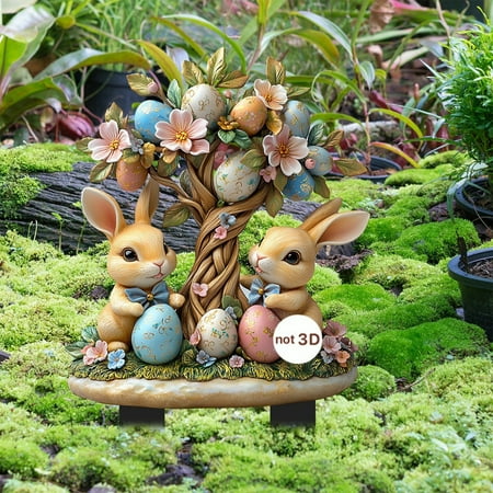 Dadiaei Easter Eggs Decor Waterproof Outdoor Patio Ornament Floor Plug Decoration Spring Garden Party Decor Easter Egg Yard Art Holiday Home Lawn Decor Seasonal Outdoor Easter Display