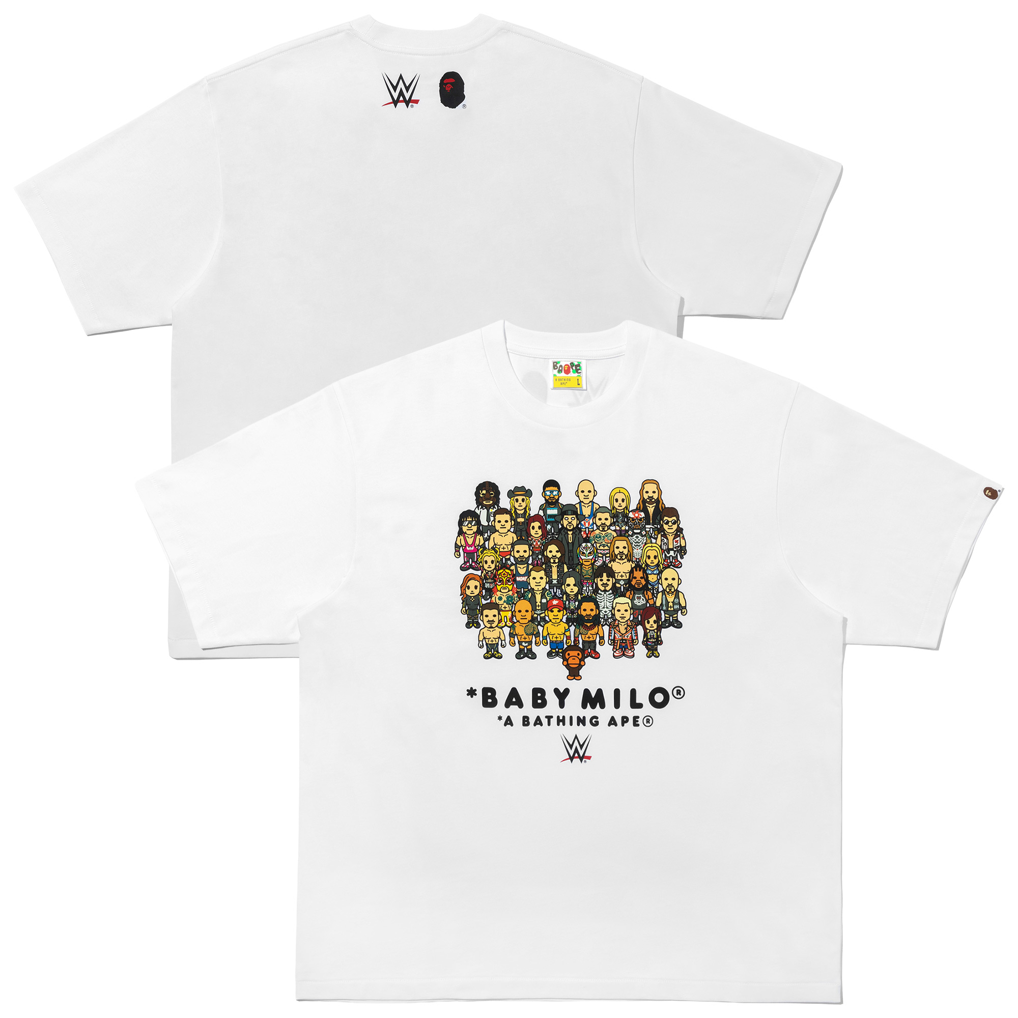 WWE x Bape Wrestlers Baby Milo Entspannte Passform T-Shirt - Weiß - Herren Image