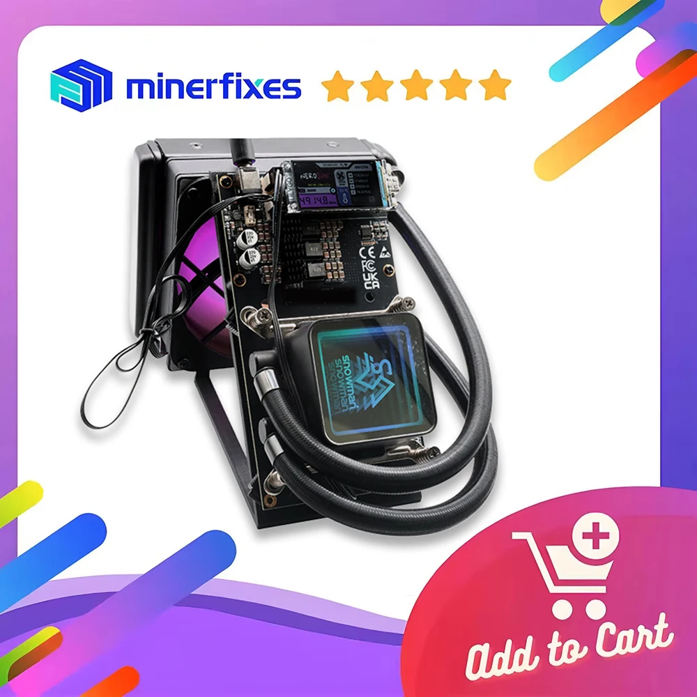 Brandneuer NerdQaxe++ Hydro 4.8TH/s 60W BTC Miner 15J/Th mit 4 BM1370 ASIC-Chips, 2.4G WiFi Krypto-Miner, Open-Source-Miner Image