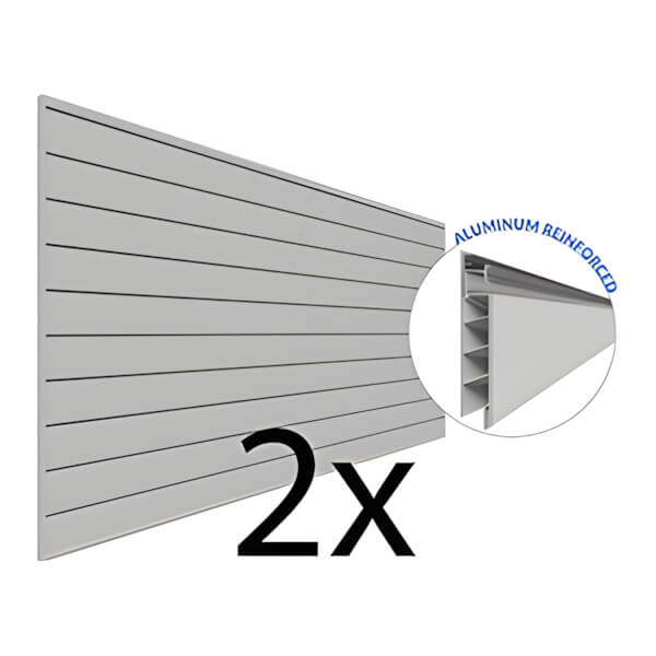 Proslat 4 ft. x 8 ft. PROCORE PVC Slatwall (2-Pack Grey)