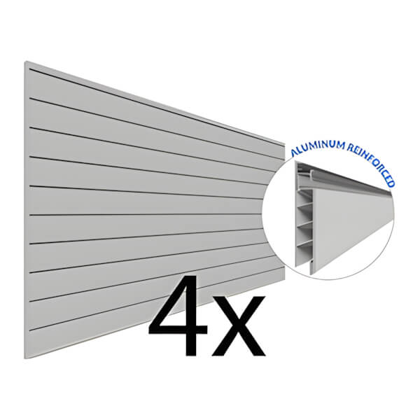 Proslat 4 ft. x 8 ft. PROCORE PVC Slatwall (4-Pack Grey)