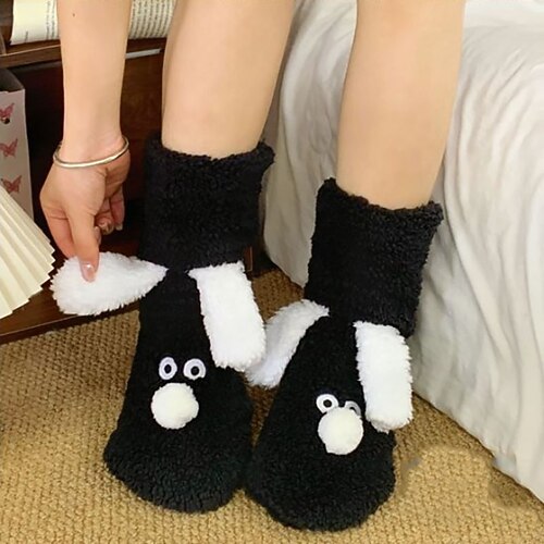 Socken Lustige Socken Outdoor-Übung Gehen Fahhrad / Radsport Thermowarm Winddicht 1 Paar Cartoon Polyester Schwarz Weiß Rosa Einheitsgröße
