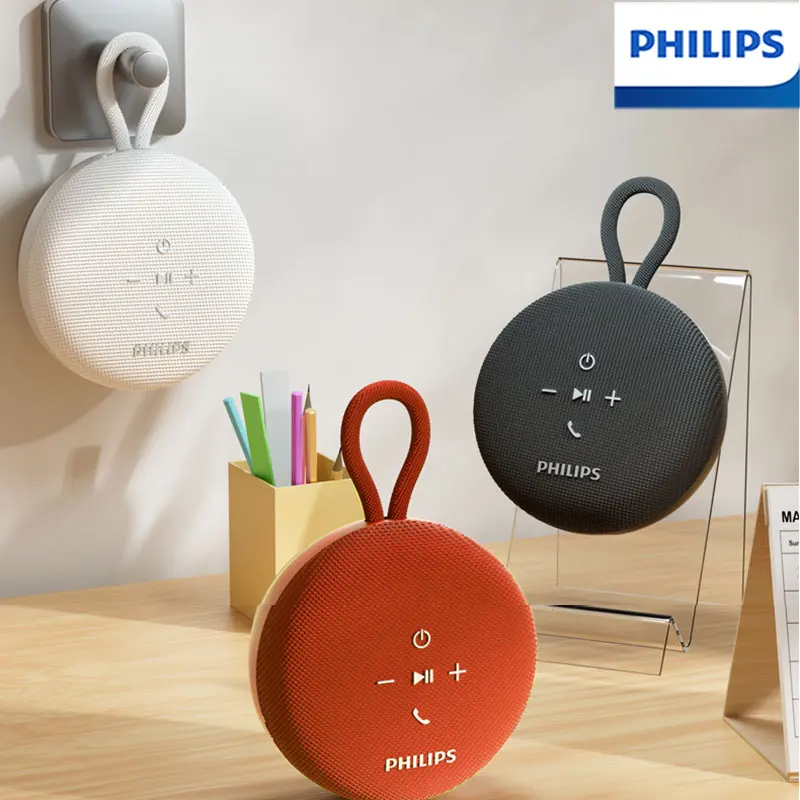 Philips TAS1120 Mini tragbarer kabelloser Bluetooth-Lautsprecher für Badezimmer, wasserdicht, für den Innenbereich, 800 mAh, Subwoofer mit Saugnapf-Lanyard Image