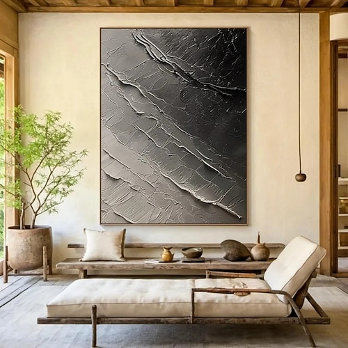 Handgemaltes Ölgemälde auf Leinwand, moderne, dicke Ölfarben, abstrakte Spachteltechnik für die Wanddekoration im Wohnzimmer, gerollt, rahmenlos, ungespannt Image