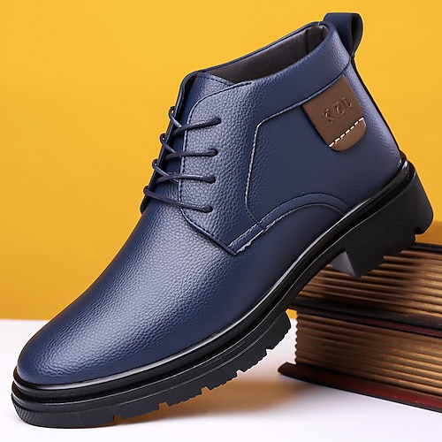Marineblaue Herren-Schnürschuhe, elegantes Design, hochwertiges Kunstleder, bequem und stilvoll, geeignet für Business- und formelle Anlässe Image
