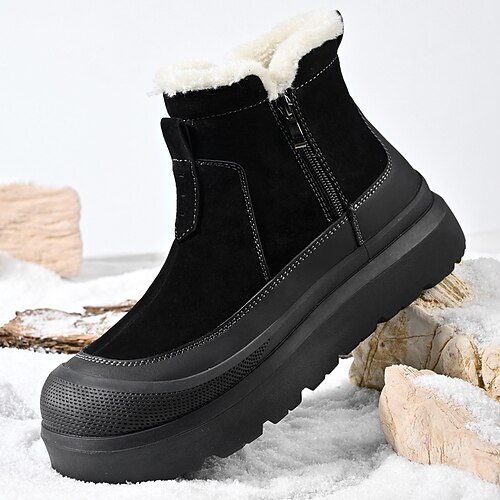 Braune, fellgefütterte Herren-Winterstiefel – wasserdicht, isoliert und stylisch – ideal für Wintersport, Schnee und Outdoor-Abenteuer. Image