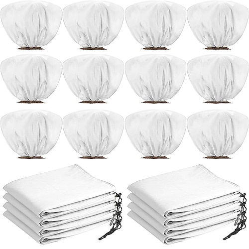 12 Winter-Pflanzenschutzhüllen (Frostschutzbeutel) für Sträucher, Bäume und Rosen, 100 x 60 cm, mit Kordelzug, geeignet für Herbst und Winter im Garten. Image