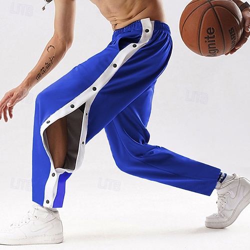 Herren-Basketballhose zum Abreißen, Jogginghose, hoher, geteilter Druckknopf, lässig nach der Operation, mit Taschen Image