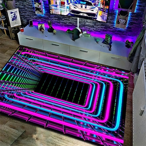 3D-Optische Illusion Teppich visuelle Falle Bodenmatte rutschfest Wirbel bodenloses Loch Design für Türbereich Eingangsbereich Badezimmer Treppen drinnen draußen Diatomit schnell trocknend Image