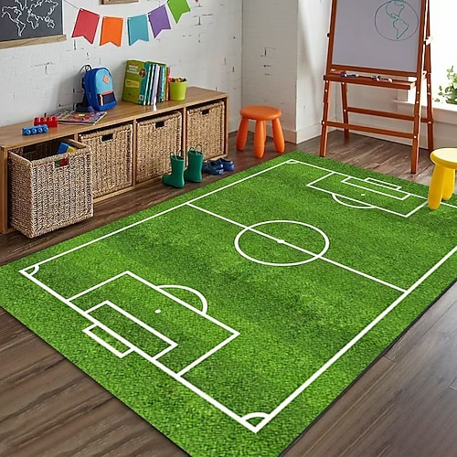 Fußball- und Basketballteppich, großflächig, ideal als Wohnzimmer- oder Sofamatte, dekorativ, rutschfest und strapazierfähig. Image
