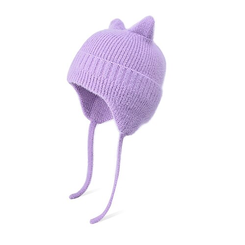 Wintermütze für Jungen und Mädchen, niedliche Strickmütze mit Katzenohren, warm und kuschelig, mit Ohrenklappen, weich und bequem, ideal für kalte Tage. Image