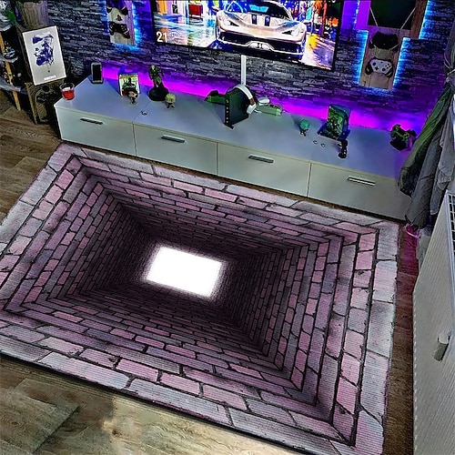3D-Optische Illusion Teppich visuelle Falle Bodenmatte rutschfest Wirbel bodenloses Loch Design für Türbereich Eingangsbereich Badezimmer Treppen drinnen draußen Diatomit schnell trocknend Image