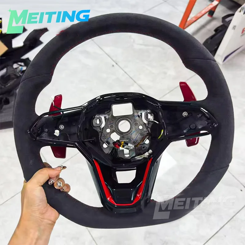 Neu verbessertes Lenkrad im roten Stil, passend für Volkswagen Golf 8 MK8 Tiguan Tanyue LCD mit Schaltpaddeln mit Heizung Image