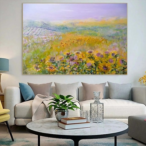 handgemaltes Ölgemälde auf Leinwand, moderne Blumen- und Meereslandschaft, Wanddekoration für die Wohnungseinrichtung, auf Keilrahmen gespannt / gerollte Leinwand (ohne Rahmen) Image