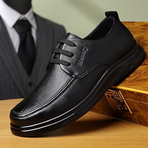 Dunkelbraune Herren-Businessschuhe, eleganter Schnürstil, hochwertiges Kunstleder, perfekt für Büro und professionelle Anlässe. Image