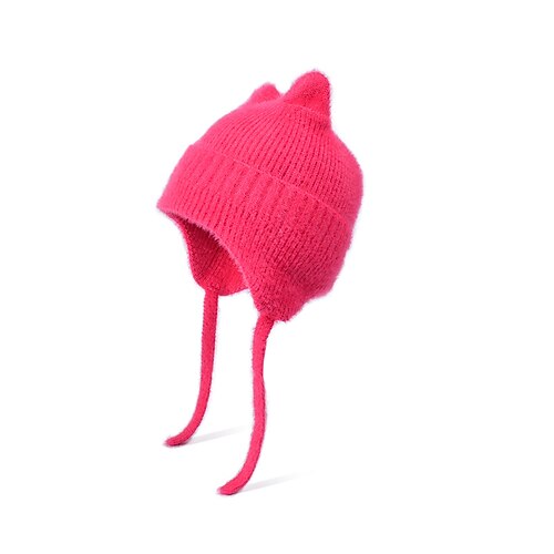 Wintermütze für Jungen und Mädchen, niedliche Strickmütze mit Katzenohren, warm und kuschelig, mit Ohrenklappen, weich und bequem, ideal für kalte Tage. Image