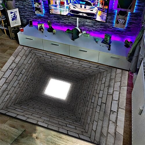 3D-Optische Illusion Teppich visuelle Falle Bodenmatte rutschfest Wirbel bodenloses Loch Design für Türbereich Eingangsbereich Badezimmer Treppen drinnen draußen Diatomit schnell trocknend Image