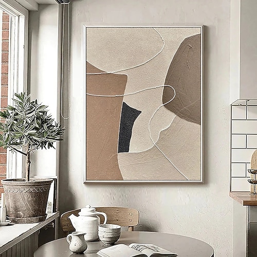 Handgemaltes Ölgemälde auf Leinwand, Wanddekoration im Wabi-Sabi-Stil, minimalistische abstrakte Textur, für die Heimdekoration, auf Keilrahmen gespannt / gerolltes, ungespanntes Gemälde Image