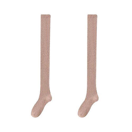 Damen-Kniestrümpfe, flauschig, weich, lang, oberschenkelhoch, warm, kuschelig, Hausschuhe, Plüschstrümpfe Image