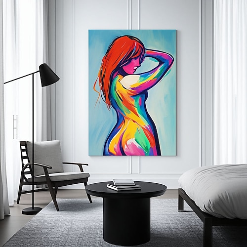 Handgemaltes Ölgemälde auf Leinwand, moderne Aktmalerei, Schattenspiel des menschlichen Körpers, gerolltes Gemälde, Wanddekoration, moderne weibliche Aktmalerei, gerolltes Gemälde Image