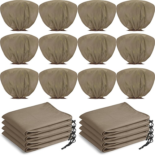 12 Winter-Pflanzenschutzhüllen (Frostschutzbeutel) für Sträucher, Bäume und Rosen, 100 x 60 cm, mit Kordelzug, geeignet für Herbst und Winter im Garten. Image