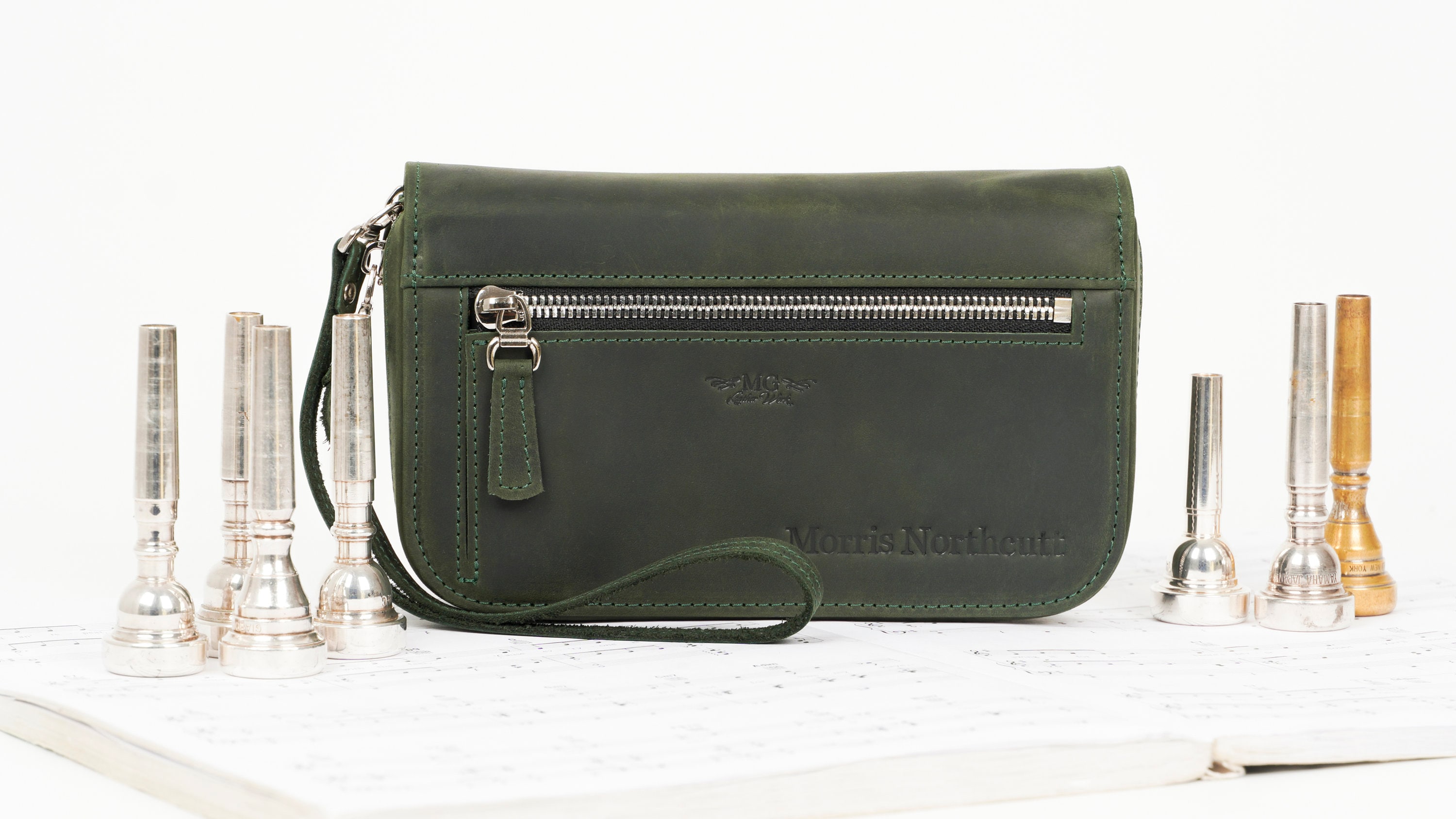 Custodia per bocchino per tromba in pelle Crazy Horse: custodia per accessori in ottone personalizzata