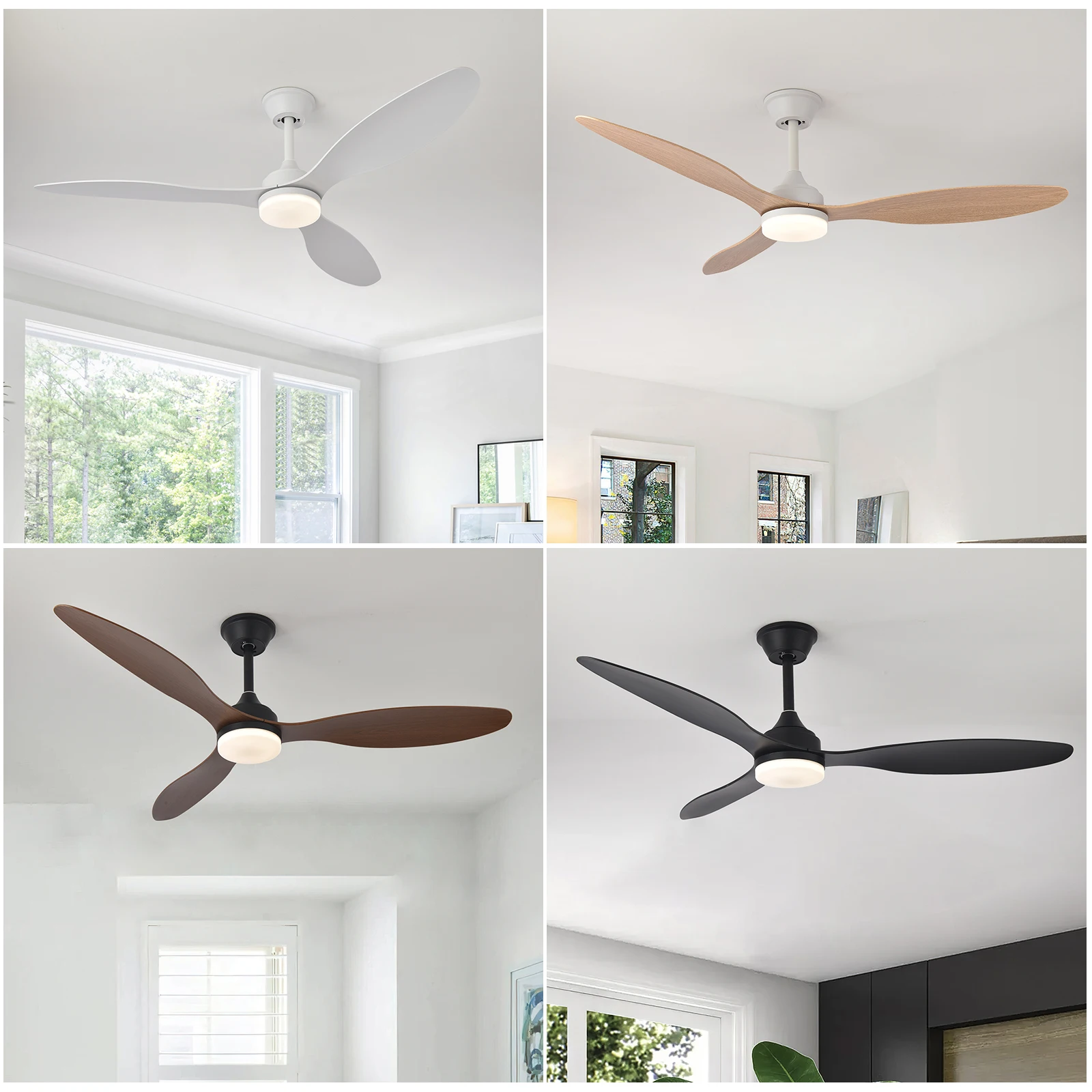 Ventilatore da soffitto con luce, ventilatore da soffitto a basso profilo da 25 pollici/42 pollici/52 pollici con telecomando, per interni ed esterni coperti