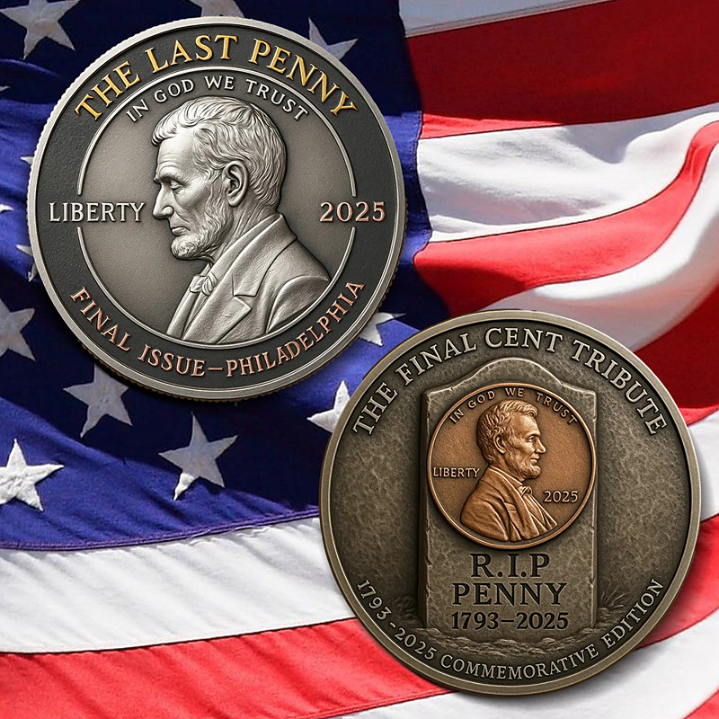Final Cent Tribute Coin Commemorative Penny 1793–2025 – Lincoln Collectible Coin / Gift Historical U.S. Penny Design, Rare Collectors Gift, Edition Memorial Coin, Patriotic Souvenir