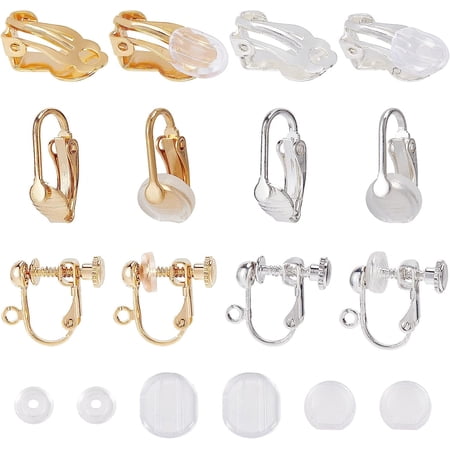 1 Box 12Pcs 24K Gold Plated 925 Sterling Silver Plated Earring Findings Earrings Converter Set Screw Back Earring Converter Clip Earrings for Jewelry Making Accessories DIY Craft Supplies Silver