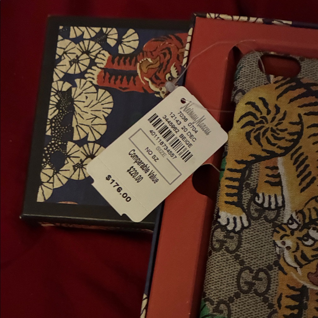 Gucci Cell Phones & Accessories | Gucci Tiger Print Phone Case - Black, Brown, Gold | Color: Black/Brown | Size: Os