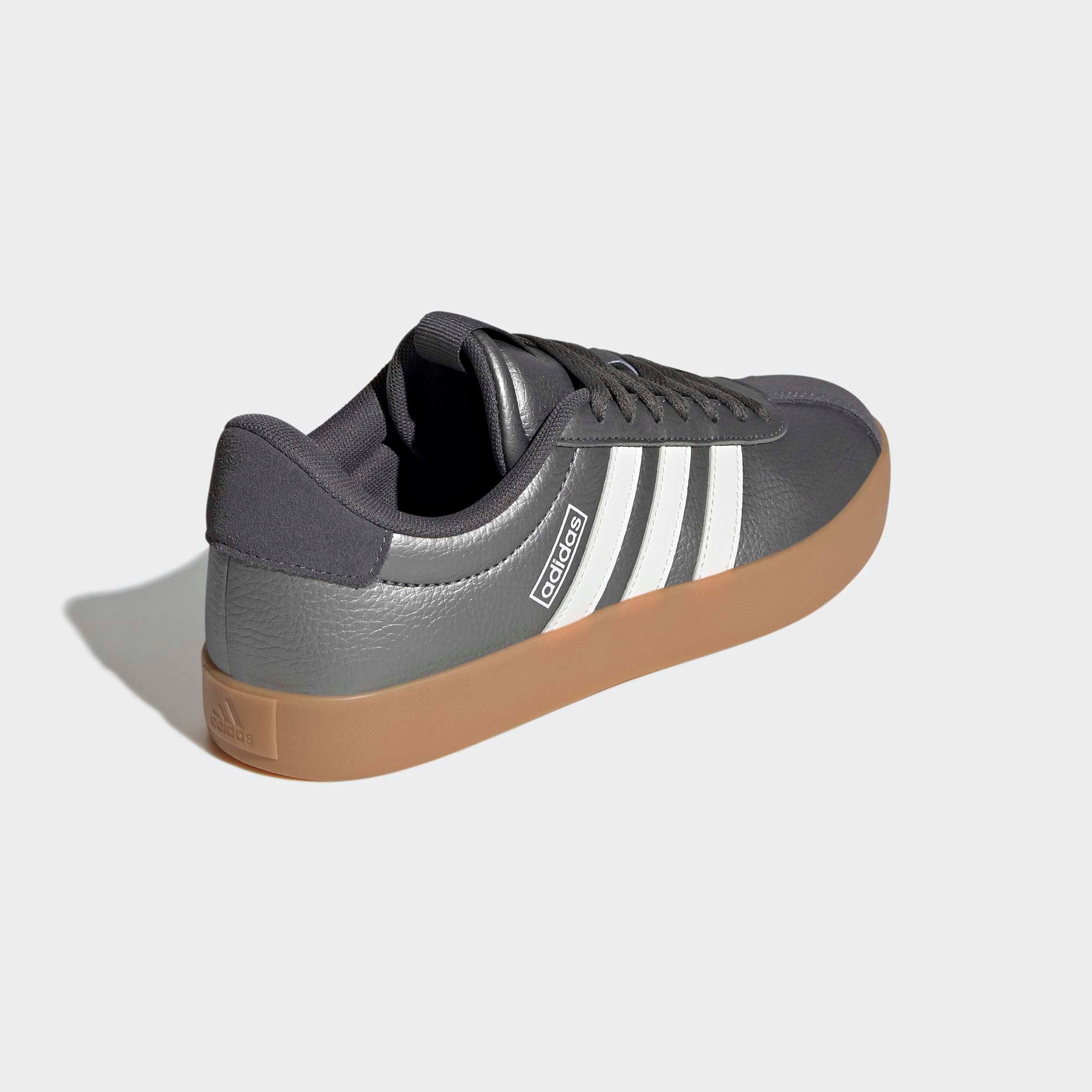 Sneaker ADIDAS SPORTSWEAR "VL COURT 3.0", Damen, Gr. 38, iron metallic, core weiß, grau five, Leder, Synthetik, Schuhe Sneaker