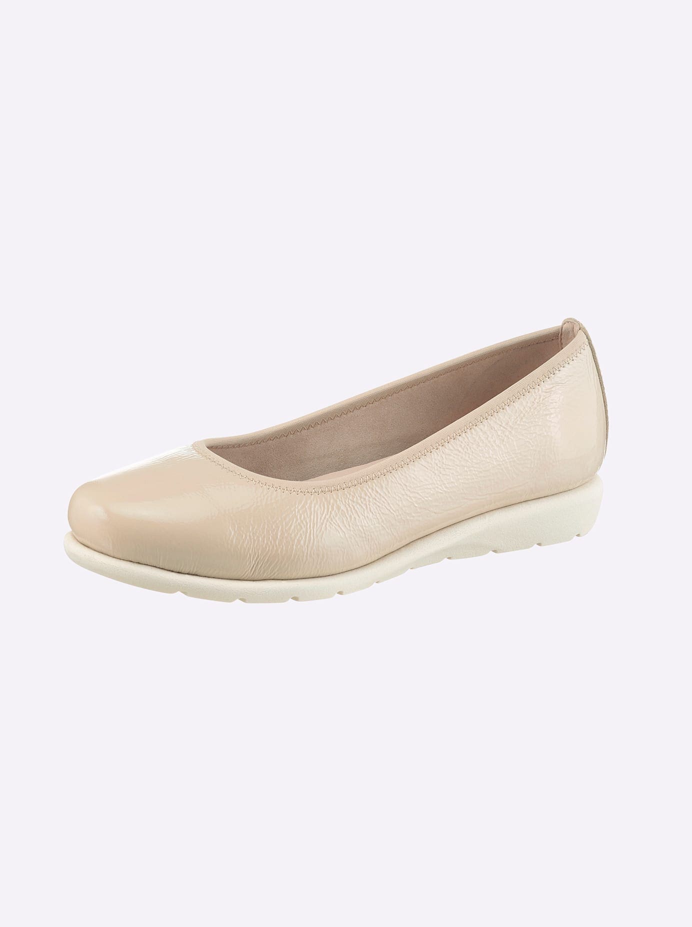 Ballerina CLASSIC BASICS, Damen, Gr. 40, beige, Lackleder, Leder, Basic, Schuhe Ballerina