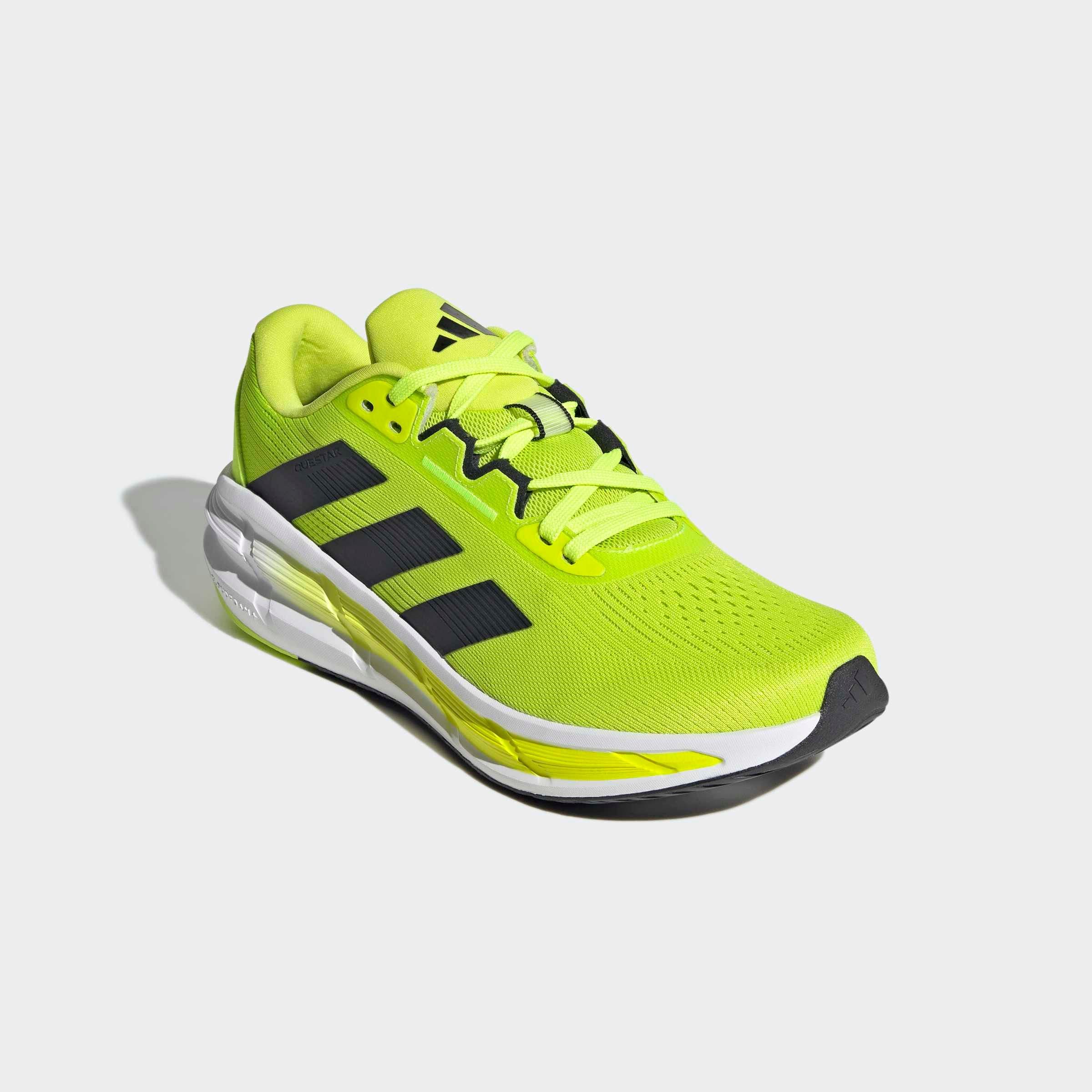 Laufschuh ADIDAS PERFORMANCE "QUESTAR 3", Damen, Gr. 44,5, solar slime, core schwarz, lucid lemon, Synthetik, Textil, Schuhe Laufschuh