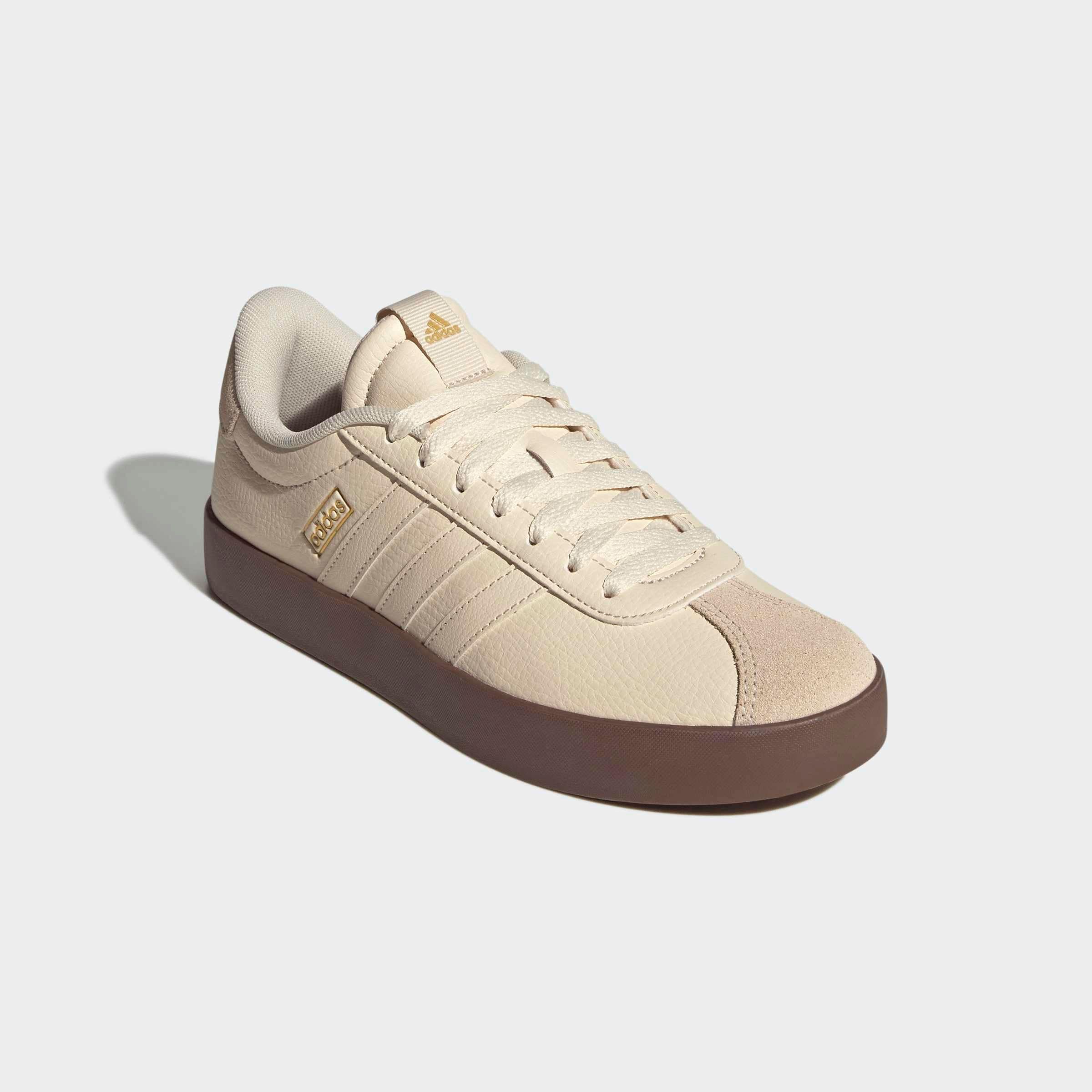 Sneaker ADIDAS SPORTSWEAR "VL COURT 3.0", Damen, Gr. 37, wonder weiß, wonder weiß, gold metallic, Leder, Synthetik, Schuhe Sneaker
