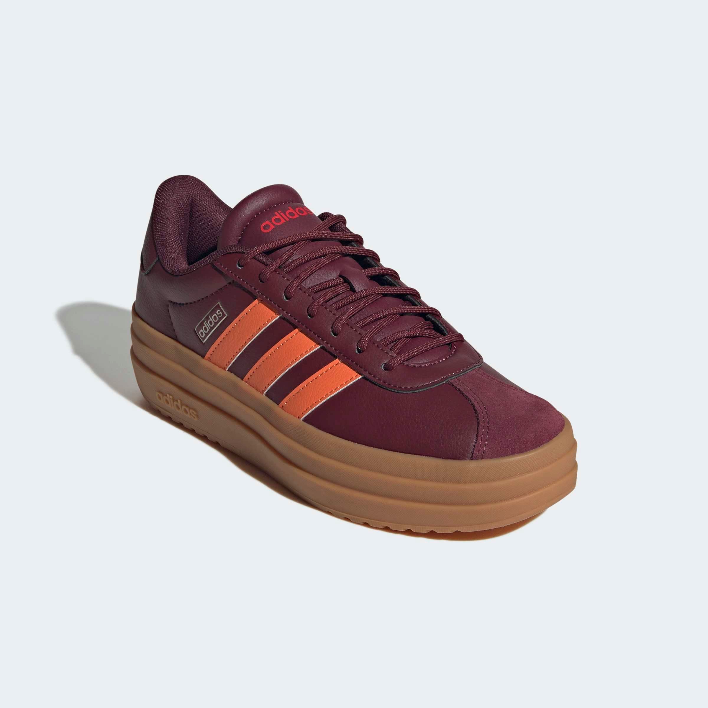Plateausneaker ADIDAS SPORTSWEAR "VL COURT BOLD", Damen, Gr. 38, maroon, dusky orange, pure ruby, Leder, Synthetik, Schuhe Plateausneaker