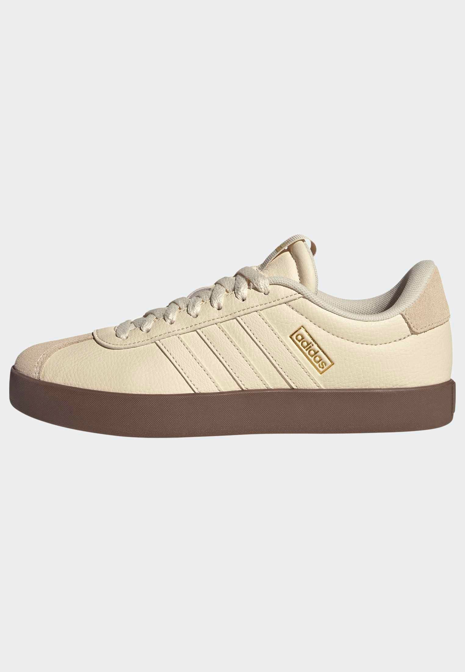 Sneaker ADIDAS SPORTSWEAR "VL COURT 3.0", Damen, Gr. 41, wonder weiß, wonder weiß, gold metallic, Leder, Synthetik, Schuhe Sneaker