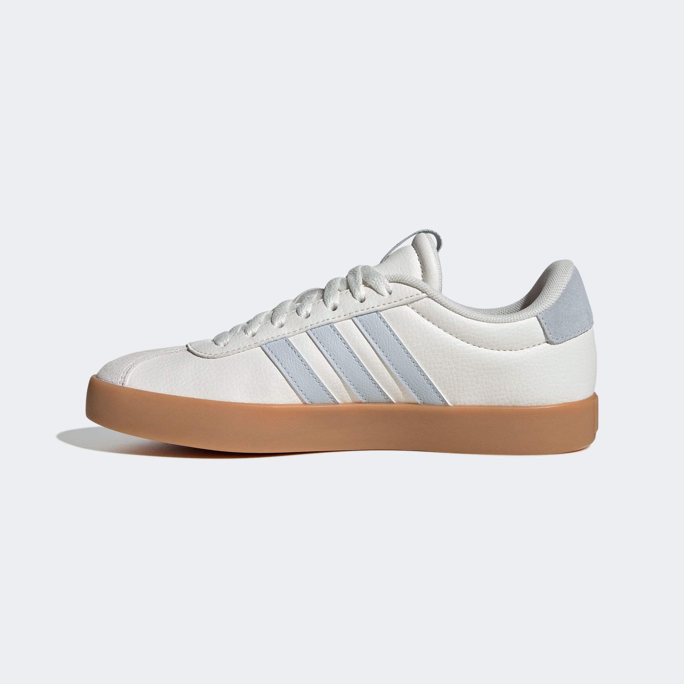 Sneaker ADIDAS SPORTSWEAR "VL COURT 3.0", Damen, Gr. 38,5, core weiß, halo blau, gum 3, Leder, Synthetik, Schuhe Sneaker