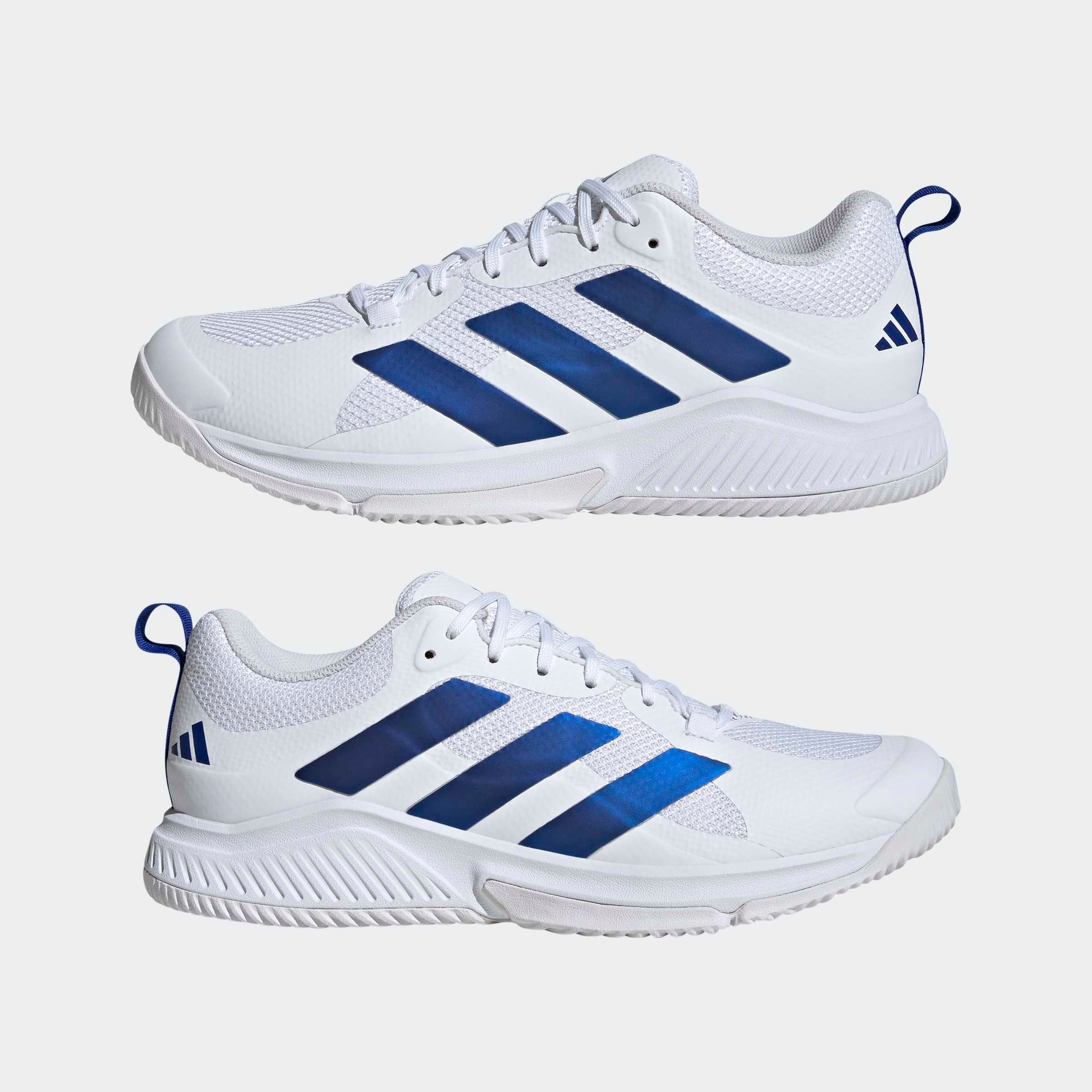 Hallenschuh ADIDAS PERFORMANCE "COURT TEAM BOUNCE 2.0", Herren, Gr. 45, cloud weiß, royal blau, cloud weiß, Synthetik, Textil, Schuhe Hallenschuh