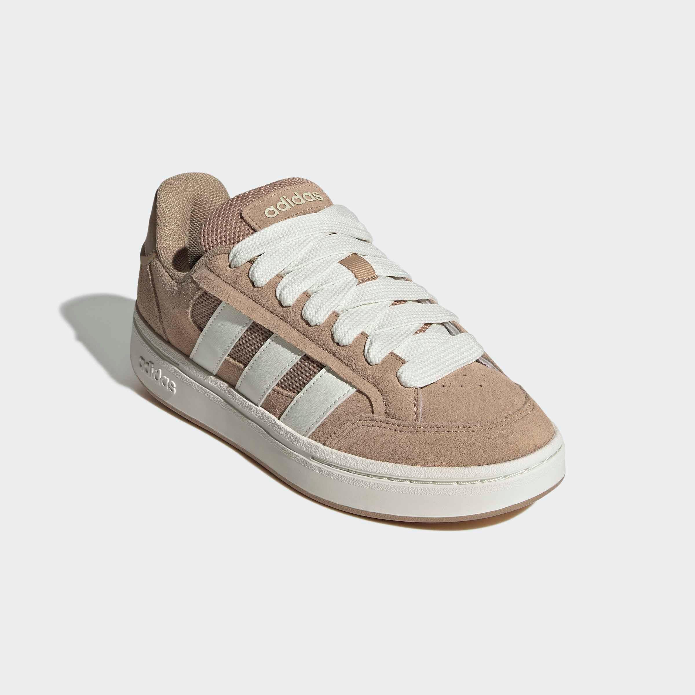 Sneaker ADIDAS SPORTSWEAR "GRAND COURT ALPHA", Damen, Gr. 41, warm sandstone, sanftes weiß, cardboard, Leder, Synthetik, Schuhe Sneaker