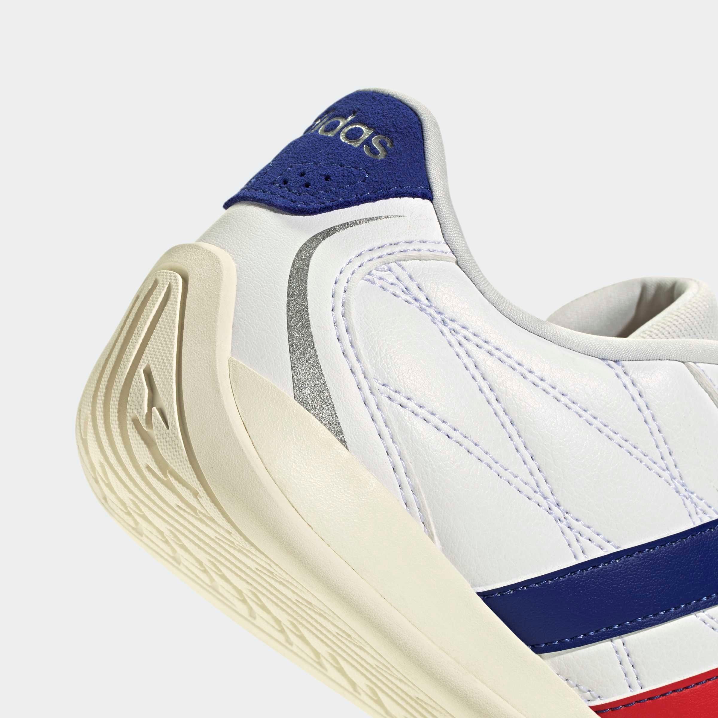 Sneaker ADIDAS SPORTSWEAR "GROUNDPULSE", Herren, Gr. 44, cloud weiß, semi lucid blau, pure ruby, Leder, Synthetik, Schuhe Sneaker