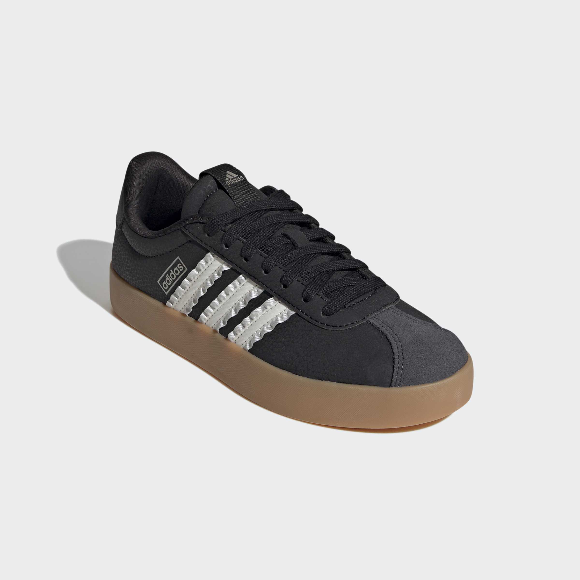 Sneaker ADIDAS SPORTSWEAR "VL COURT 3.0", Damen, Gr. 40, core schwarz, core weiß, cyber metallic, Leder, Textil, Schuhe Sneaker